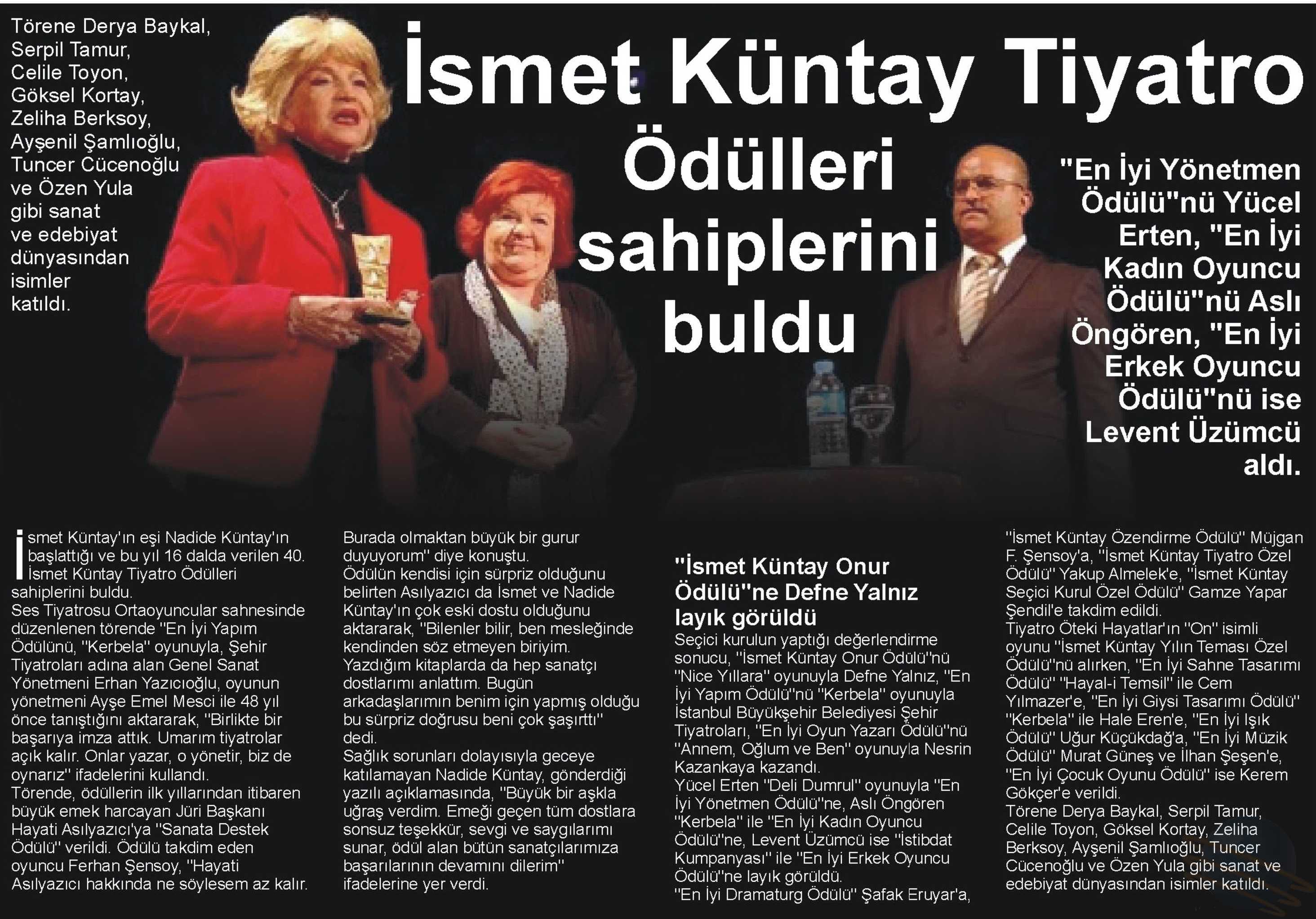 Defne Yalnız - Ödül haberleri