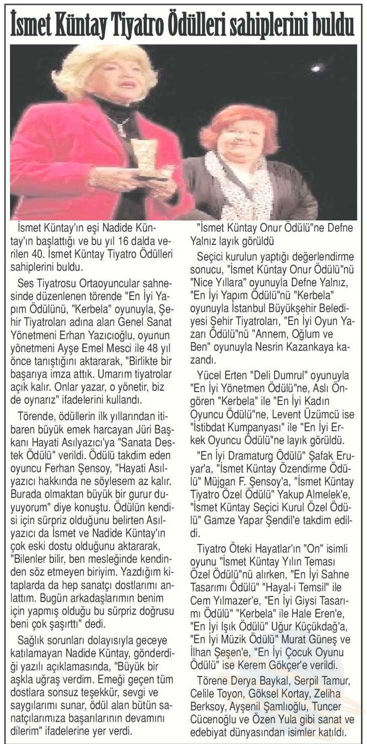 Defne Yalnız - Ödül haberleri 3
