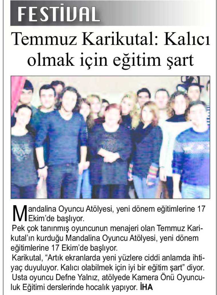 Mandalina Oyuncu Atölyesi - Şok Gazetesi Haberi