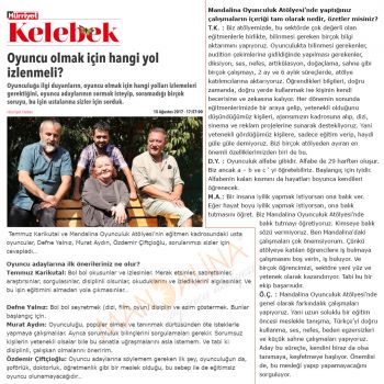 Mandalina Oyunculuk Atölyesi - Hürriyet Kelebek İnternet Röportajı