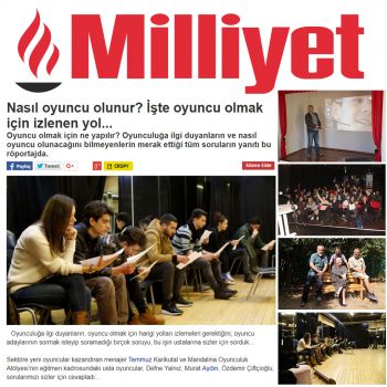 Mandalina Oyunculuk Atölyesi - Milliyet İnternet Röportajı